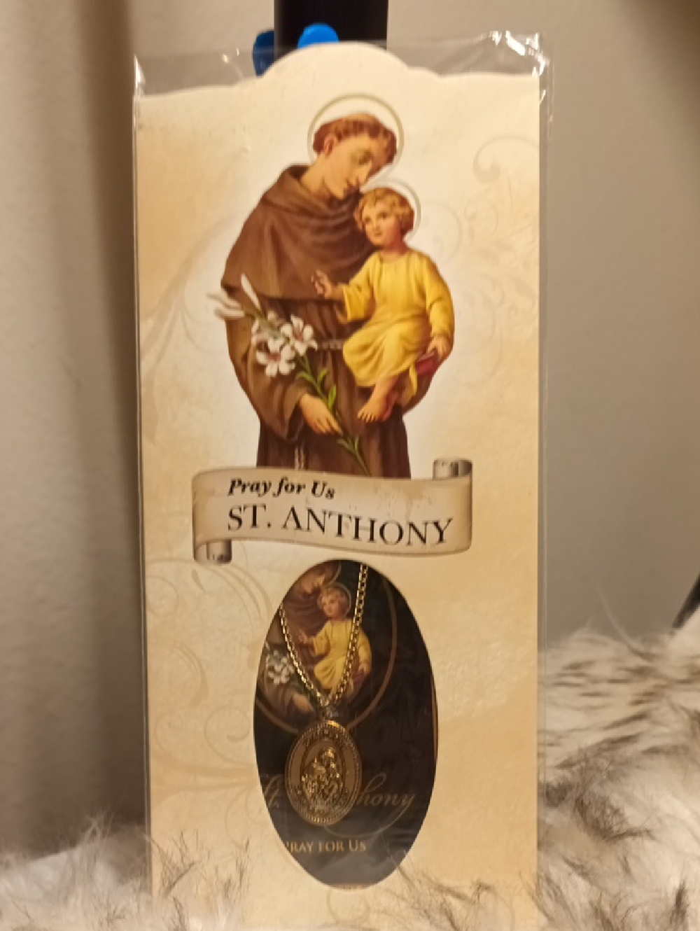 Gold St. Anthony Devotional Medal Necklace